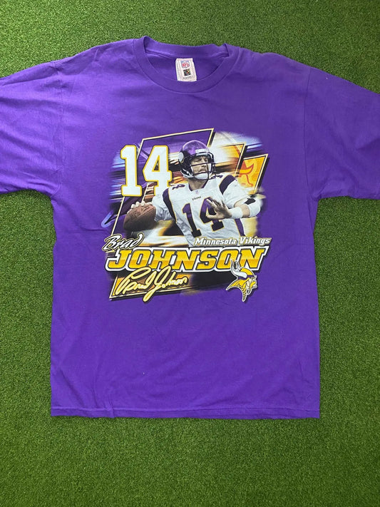 90s Minnesota Vikings - Brad Johnson - NWT - Vintage NFL Player Tee Shirt (Large) Gametime Vintage