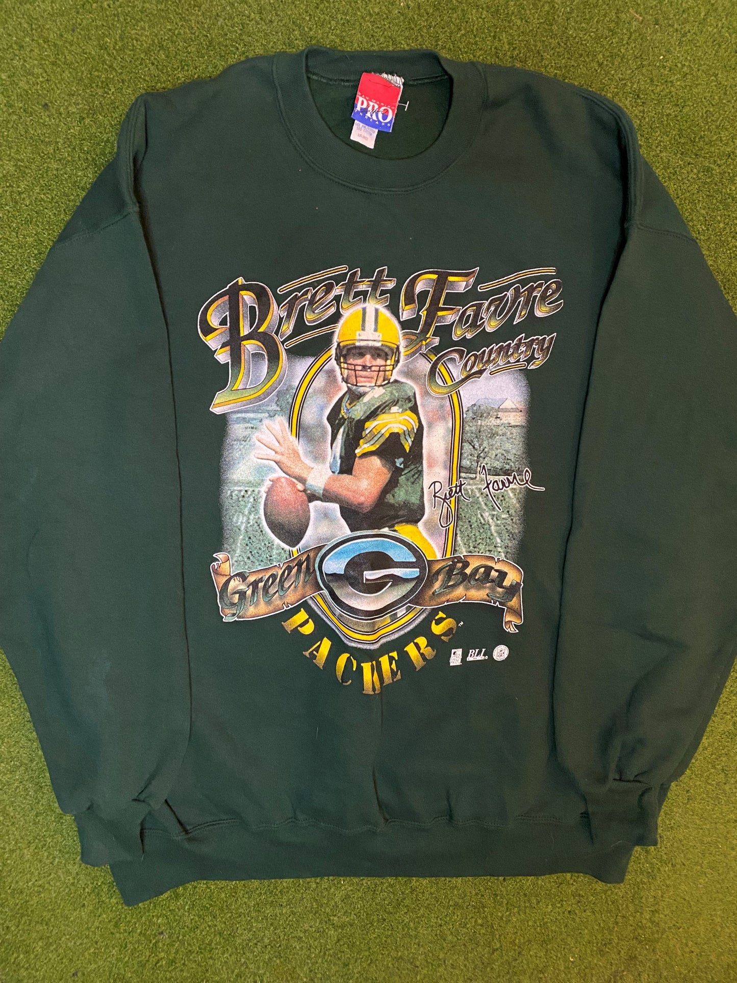 90s Green Bay Packers - Brett Favre - Vintage NFL Player Sweatshirt (2XL) Gametime Vintage