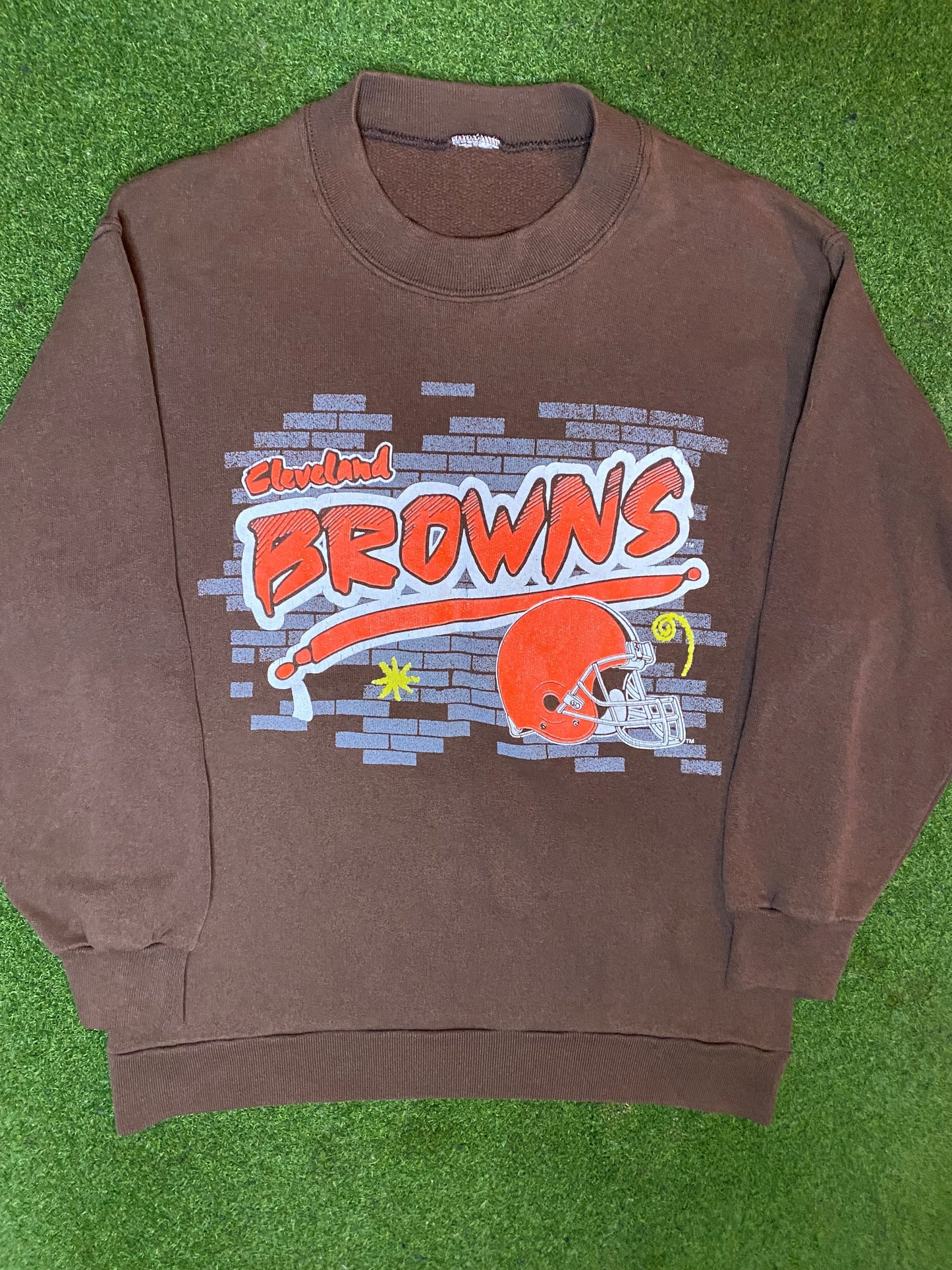 90s Cleveland Browns - Vintage NFL Sweatshirt (Small) Gametime Vintage