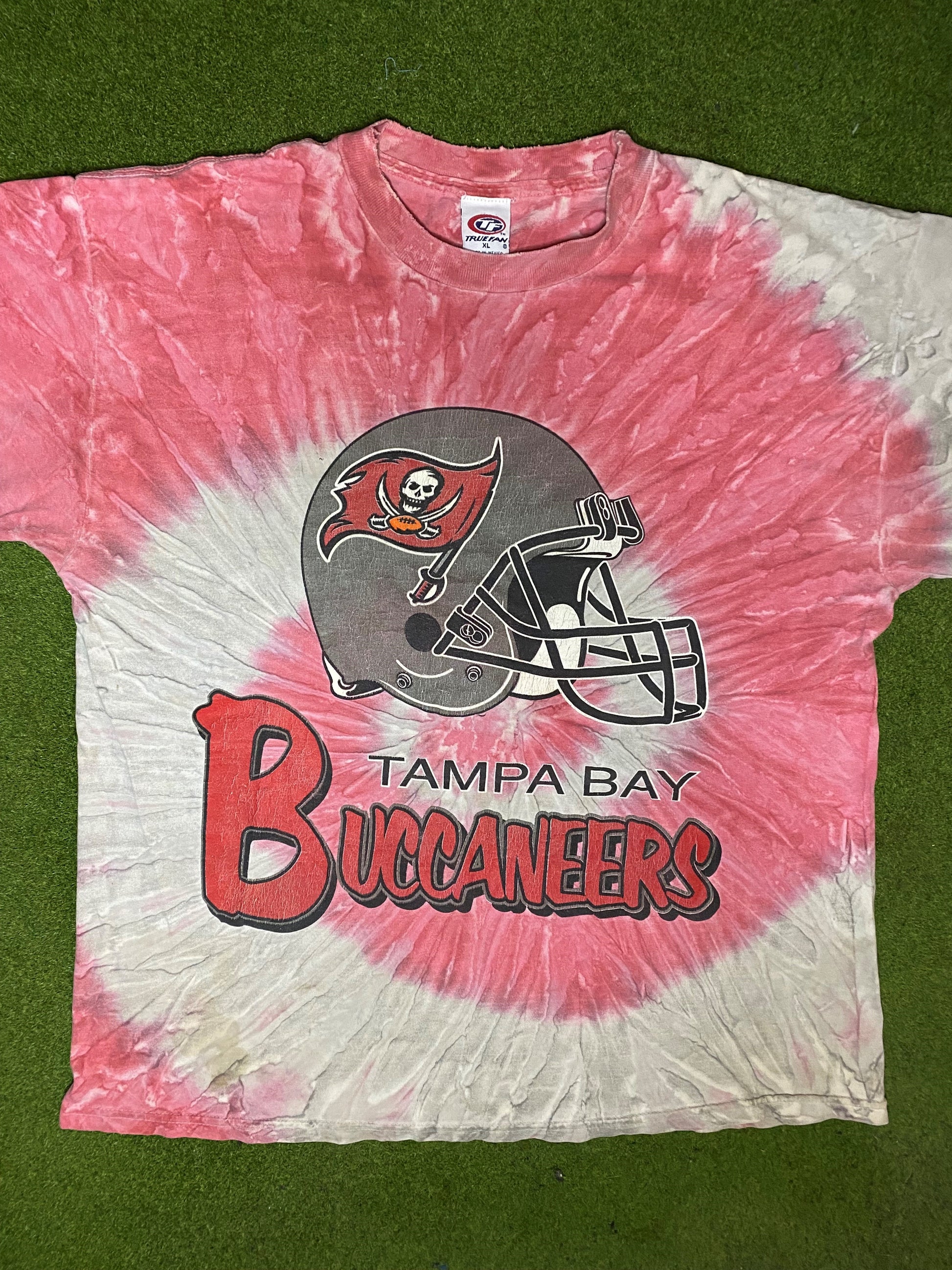 90s Tampa Bay Buccaneers - Tie Dye - Vintage NFL T-Shirt (XL)