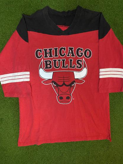 90s Chicago Bulls - Double Sided - Vintage NBA 3/4 Sleeve (XL)