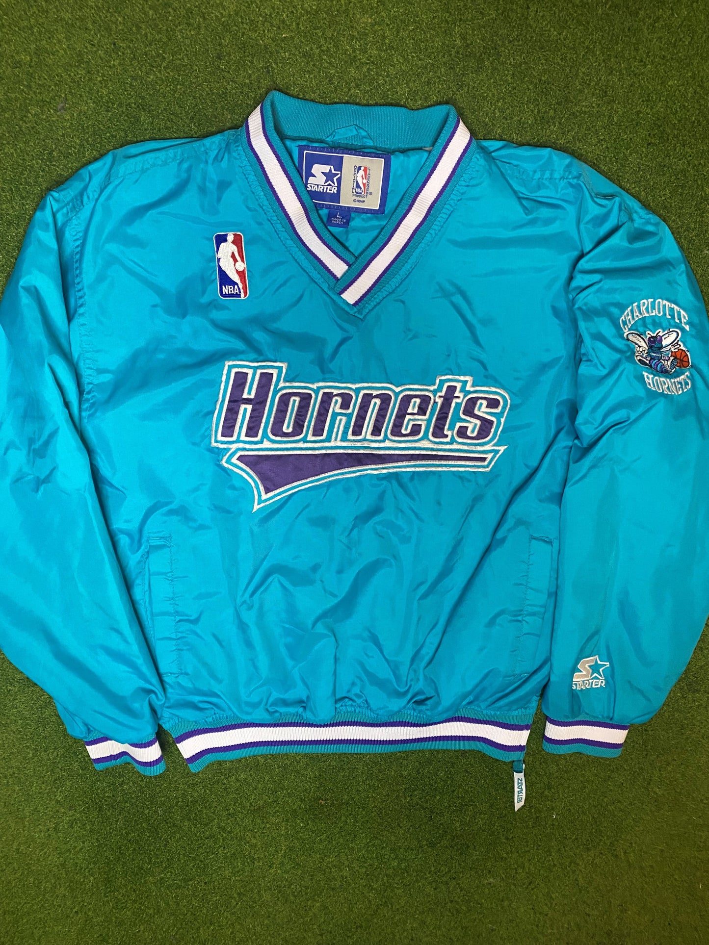 90s Charlotte Hornets - Vintage NBA Pullover (Youth Large) 