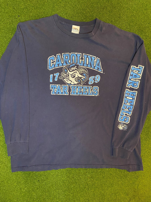 90s North Carolina Tar Heels - Vintage College Long Sleeve (2XL) Gametime Vintage