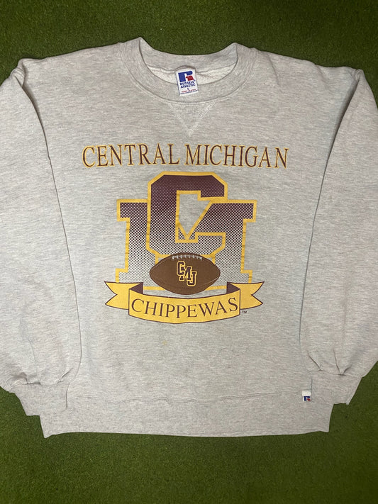 90s Central Michigan Chippewas - Vintage College Football Sweatshirt (Large) Gametime Vintage