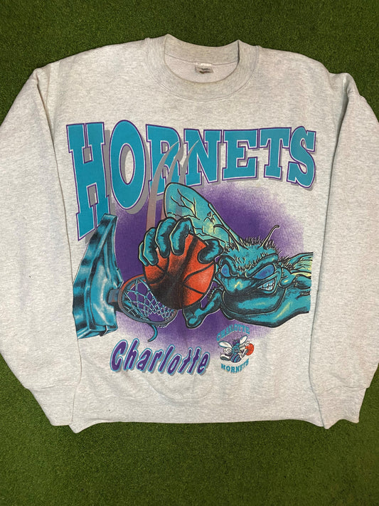 90s Charlotte Hornets - Vintage NBA Crewneck Sweatshirt (XL) 