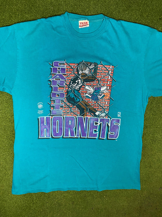 1993 Charlotte Hornets - Vintage NBA T-Shirt (XL) 