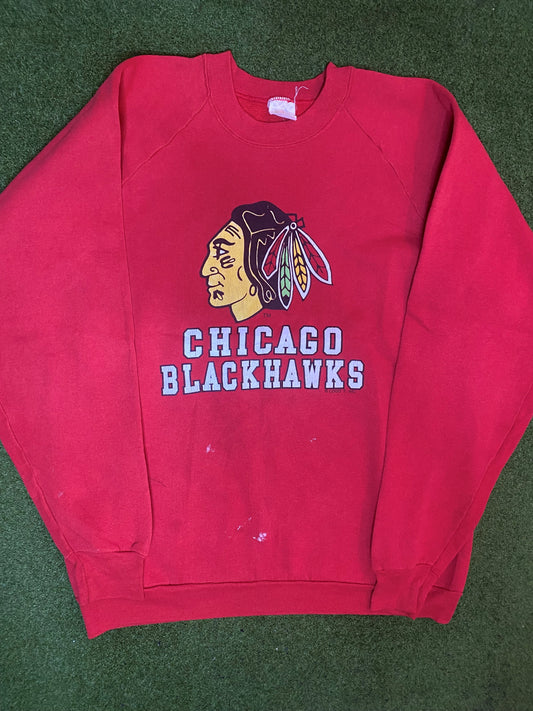 90s Chicago Blackhawks - Vintage NHL Sweatshirt (XL)