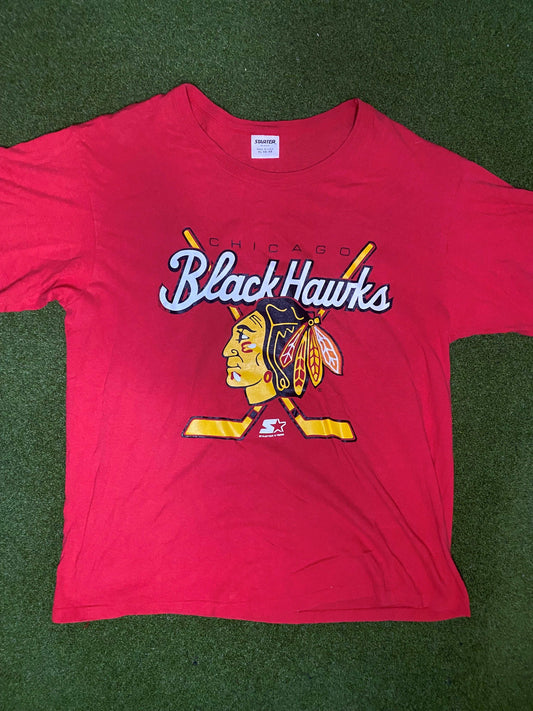 90s Chicago Blackhawks - Vintage NHL Tee Shirt (XL)