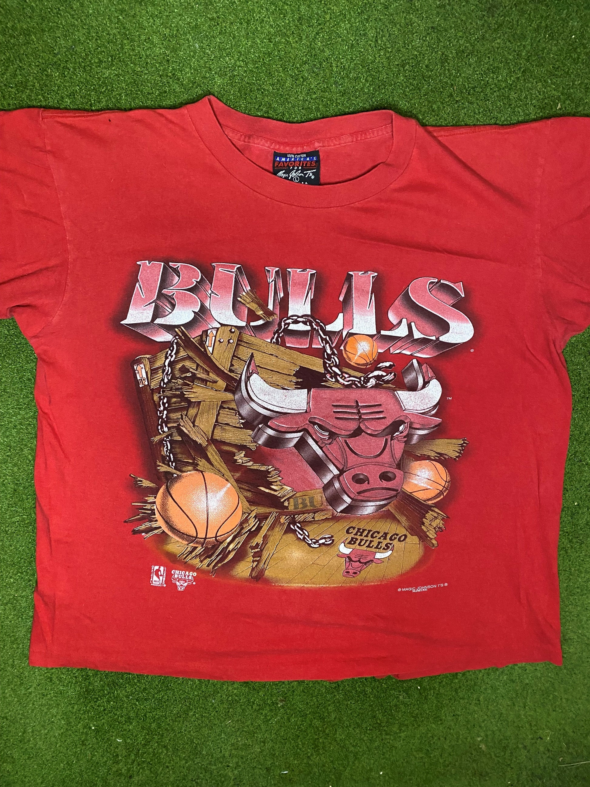 90s Chicago Bulls - Vintage NBA T-Shirt (Large) 