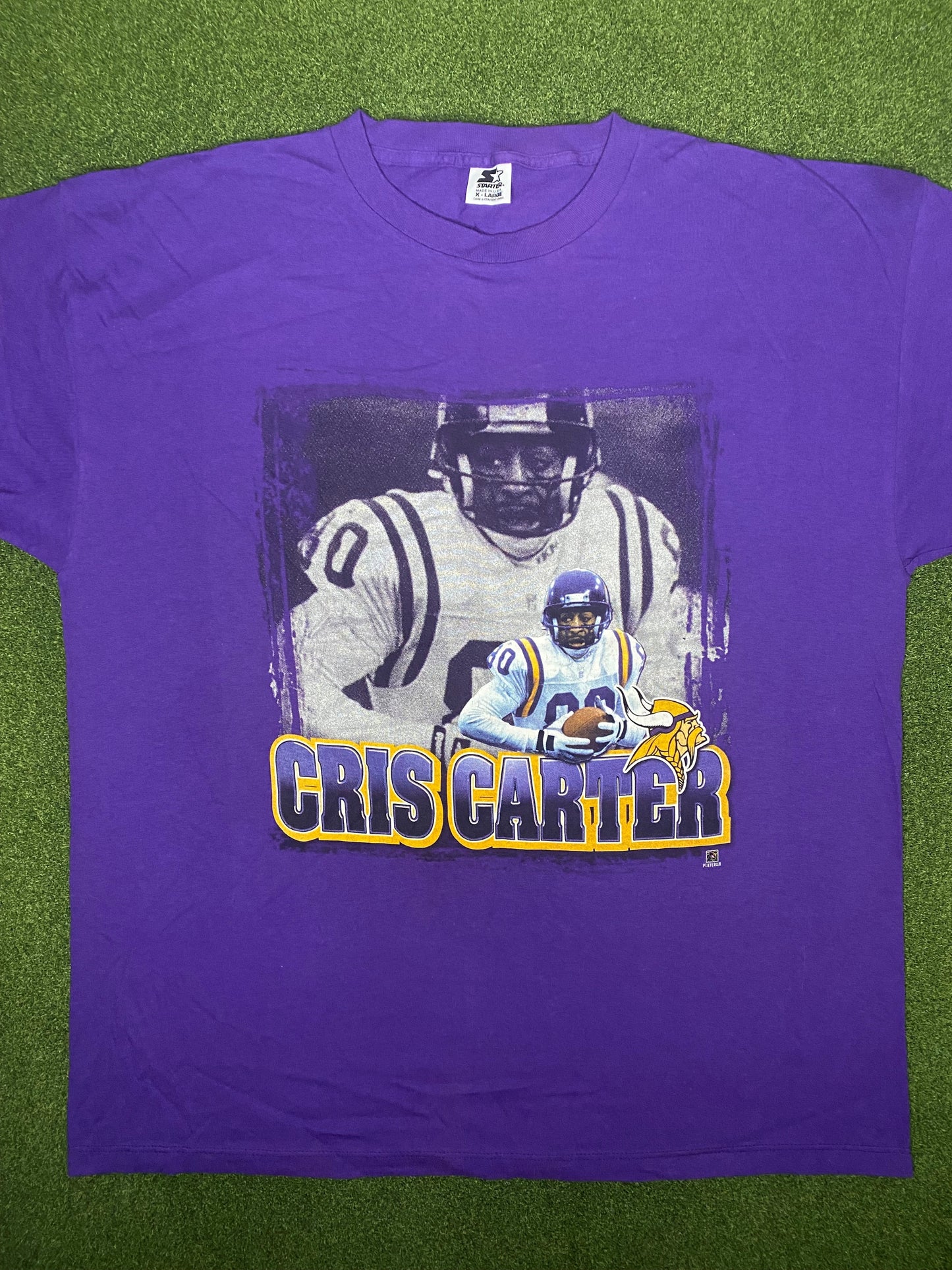 90s Minnesota Vikings - Chris Carter - Vintage NFL Player T Shirt (XL)