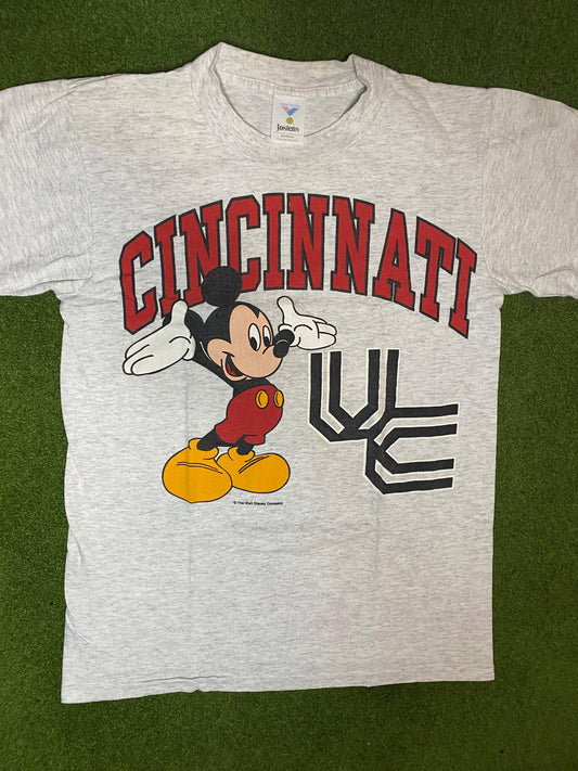 90s Cincinnati Bearcats - Mickey Mouse Crossover - Vintage College T-Shirt (Medium) Gametime Vintage