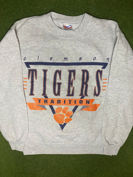 90s Clemson Tigers - Vintage College Crewneck Sweatshirt (Medium)