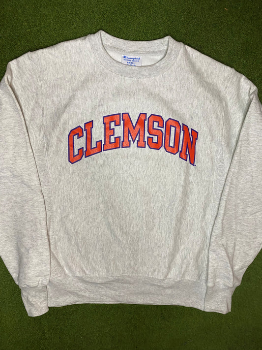 90s Clemson Tigers - Reverse Weave - Vintage College Sweatshirt (Small) 