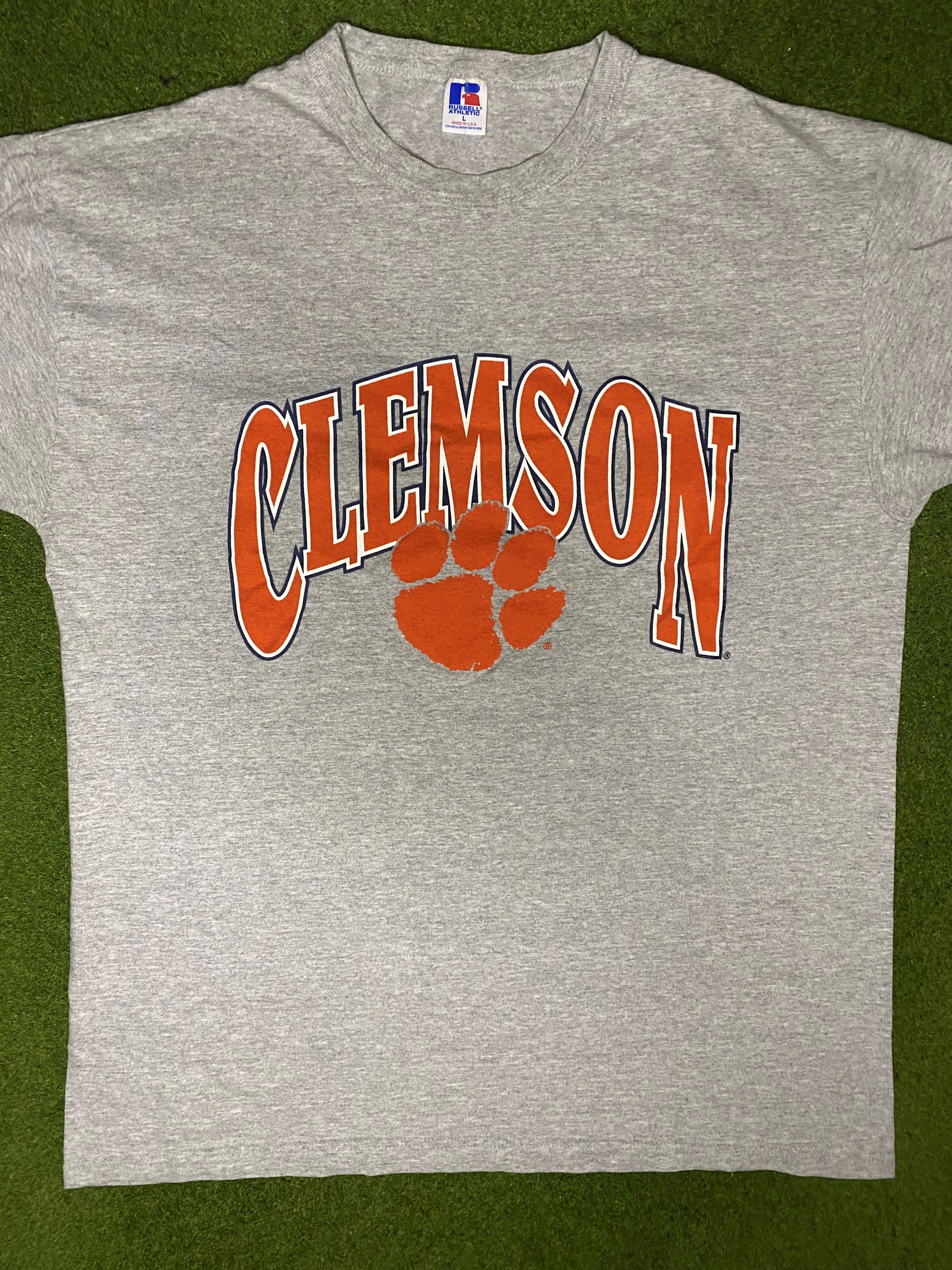 90s Clemson Tigers - Vintage College T Shirt (Large) - Gametime Vintage