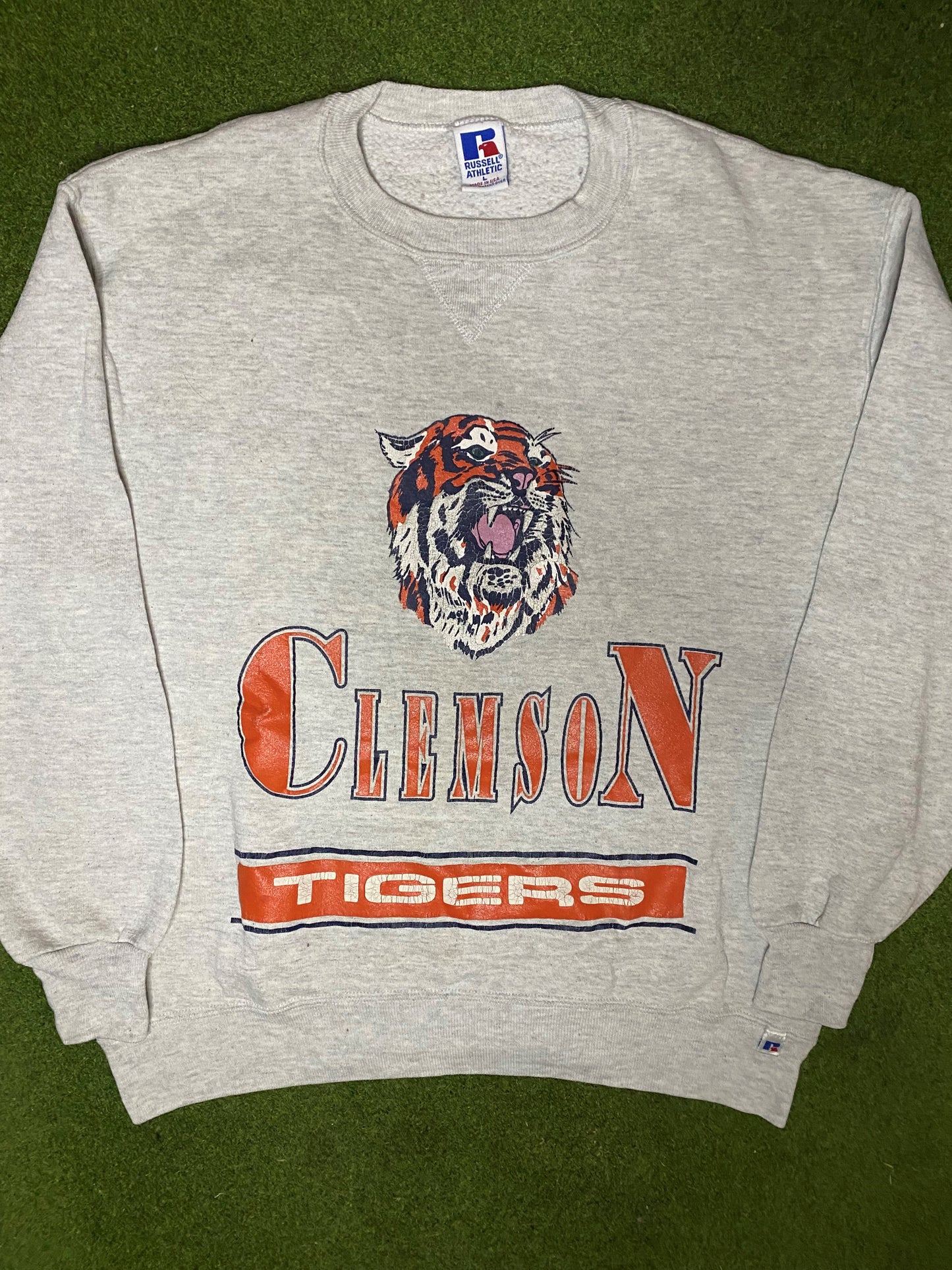 90s Clemson Tigers - Vintage College Sweatshirt (Large) Gametime Vintage