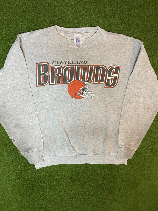 90s Cleveland Browns - Vintage NFL Crewneck Sweatshirt (Medium) Gametime Vintage