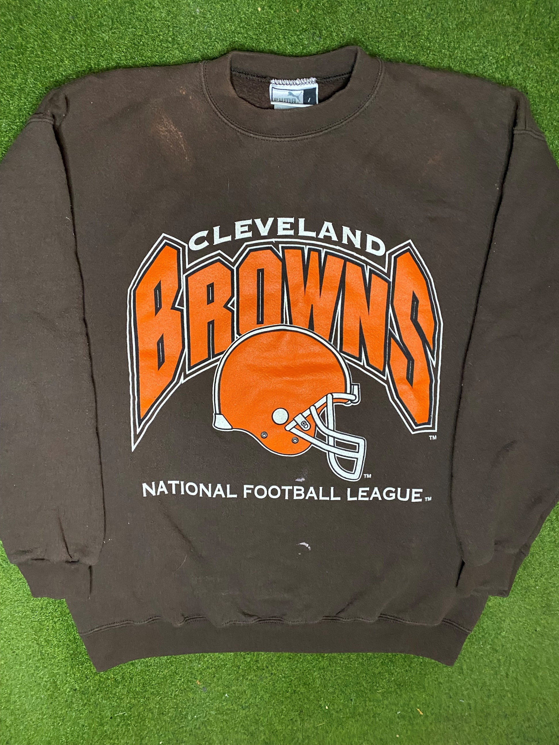 90s Cleveland Browns - Puma - Vintage NFL Sweatshirt (Large)