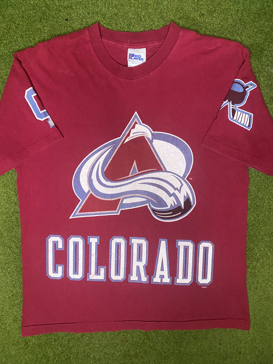 90s Colorado Avalanche - AOP - Vintage NHL T Shirt (Large)