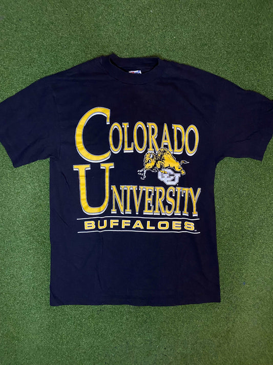 90s Colorado Buffaloes - Vintage University Tee Shirt (Medium) Gametime Vintage