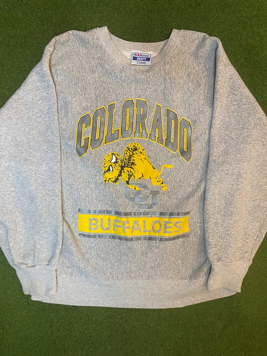 90s Colorado Buffaloes - Vintage College Crewneck Sweatshirt (Large) Gametime Vintage