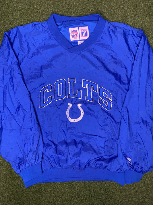 90s Indianapolis Colts - Vintage NFL Windbreaker Pullover (Large)