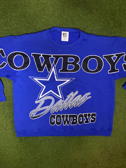 90s Dallas Cowboys - All Over Print - Vintage NFL Sweatshirt (Medium) Gametime Vintage