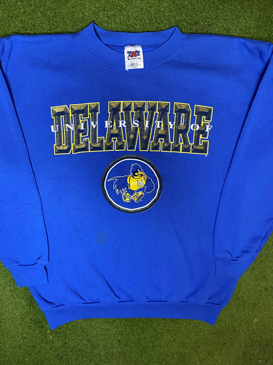 90s Delaware Blue Hens - Vintage College Sweatshirt (XL) Gametime Vintage