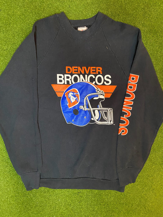 90s Denver Broncos - Vintage NFL Crewneck Sweatshirt (Large)