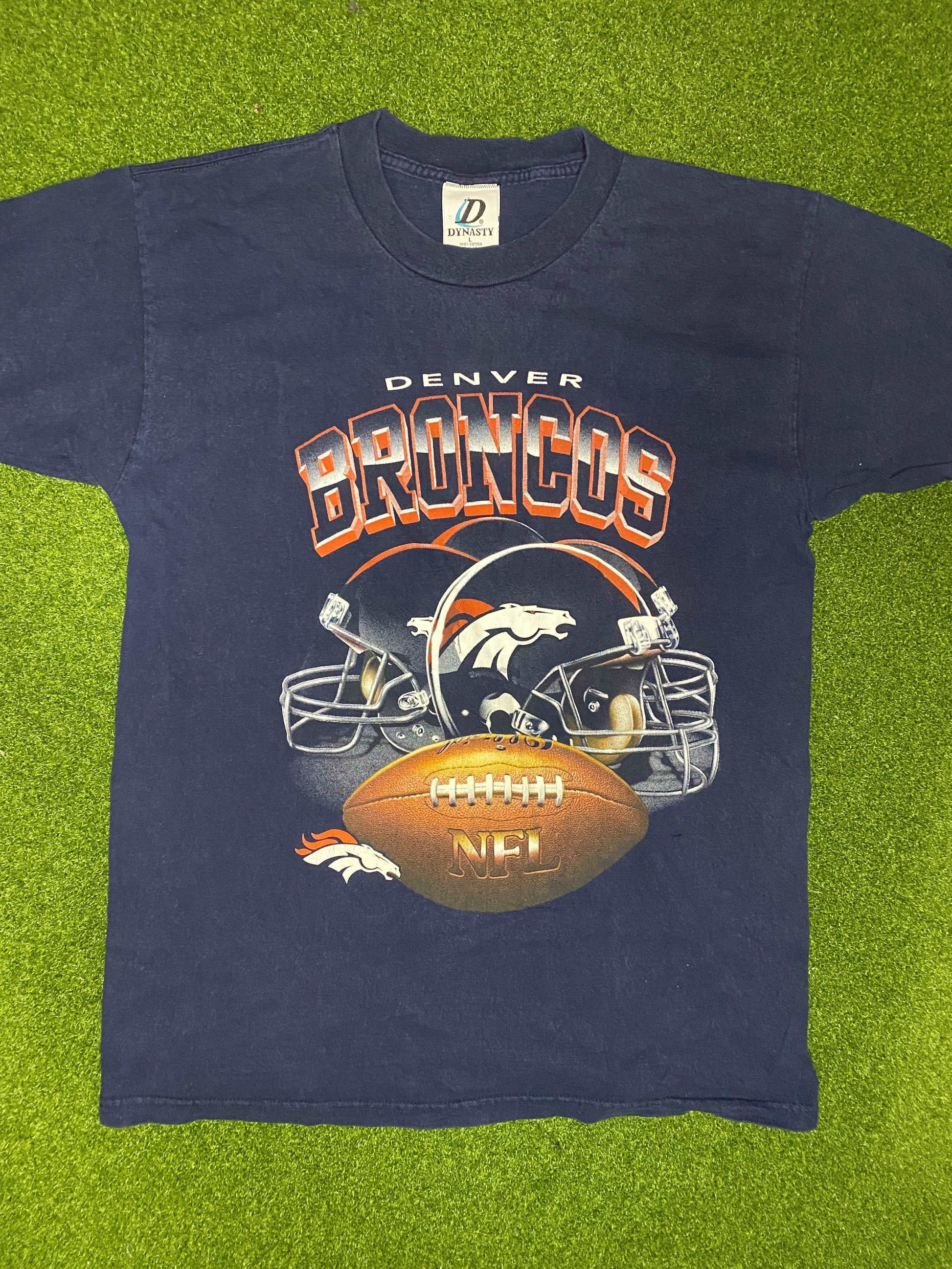 90s Denver Broncos - Big Logo - Vintage NFL Tee Shirt (Large)