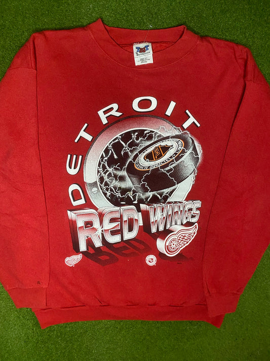 90s Detroit Red Wings - Vintage NHL Sweatshirt (XL)