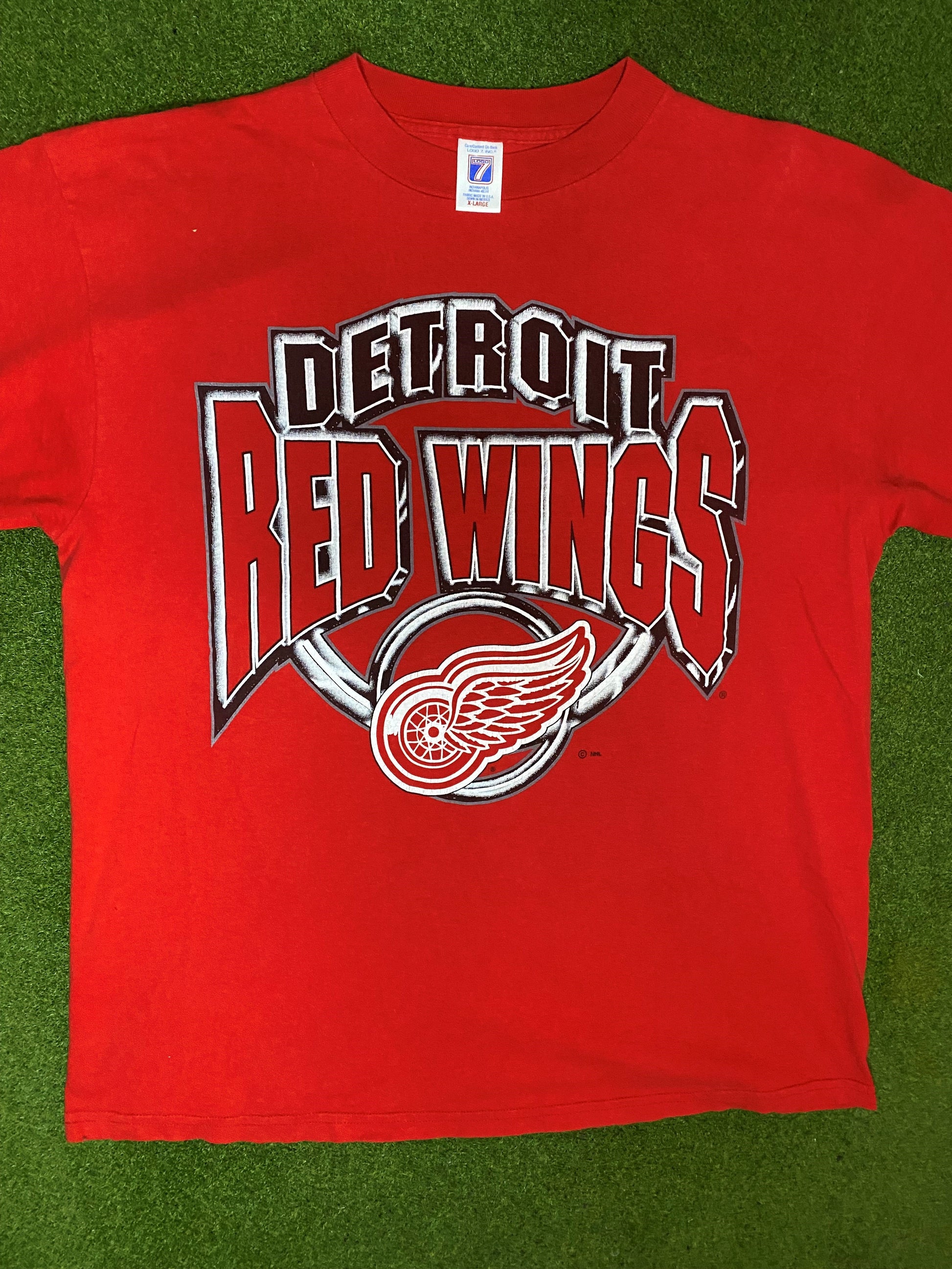 90s Detroit Red Wings - Vintage NHL Tee (XL) 