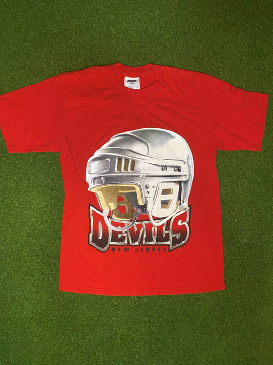 90s New Jersey Devils - Vintage NHL Tee Shirt (Youth Medium)