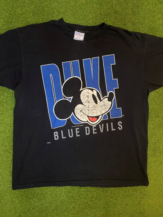 90s Duke Blue Devils - Mickey Crossover - Vintage College T-Shirt (XL) Gametime Vintage