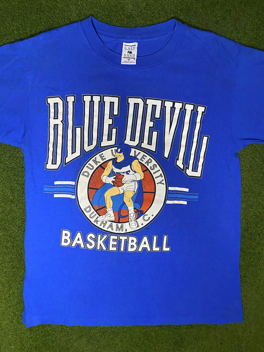 90s Duke Blue Devils - Vintage College Basketball T Shirt (Medium)