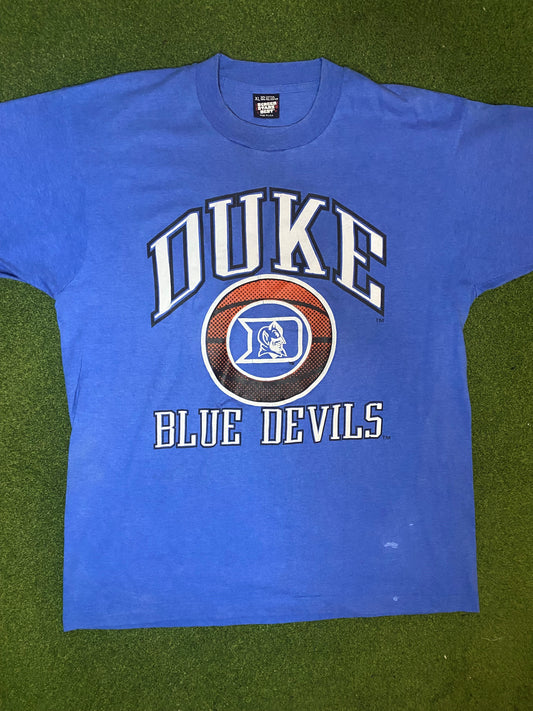 90s Duke Blue Devils - Vintage College Basketball T-Shirt (XL) Gametime Vintage