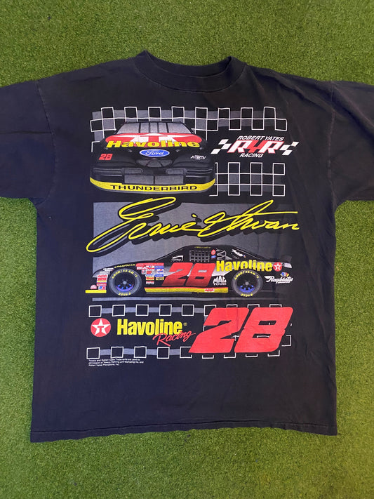 90s Ernie Irvan - Havoline - Double Sided - Vintage NASCAR T-Shirt (Large)