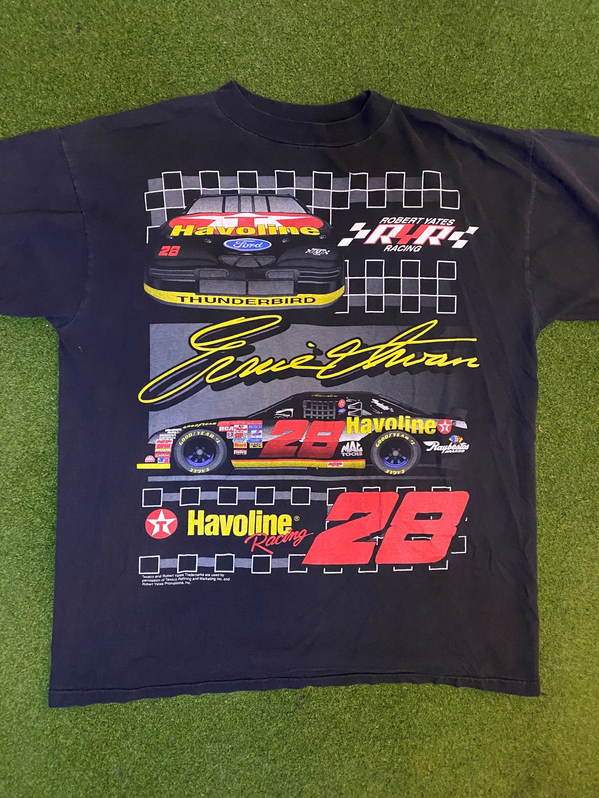 90s Ernie Irvan - Havoline - Double Sided - Vintage NASCAR T-Shirt (Large) 