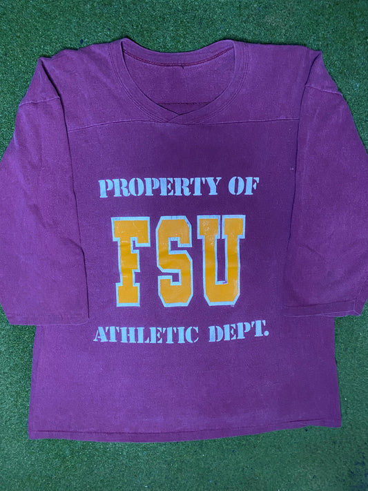 80s FSU Seminoles - Vintage College 3/4 Sleeve (Large) - Gametime Vintage