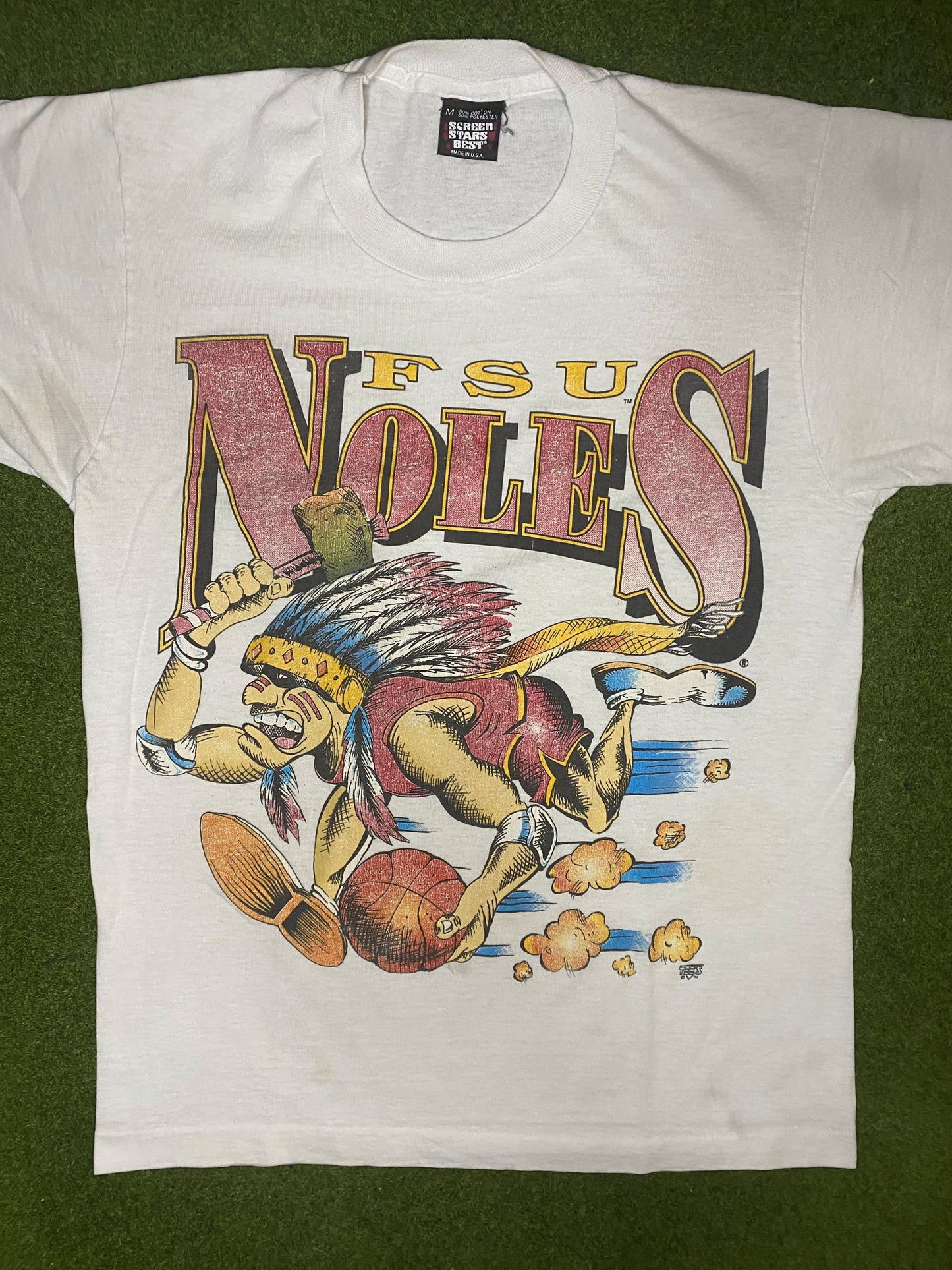 90s Florida State Seminoles - Vintage College Basketball T-Shirt (Medium)