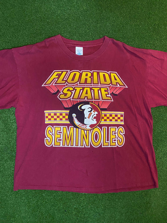 90s Florida State Seminoles - Big Logo - Vintage College Tee Shirt (2XL)