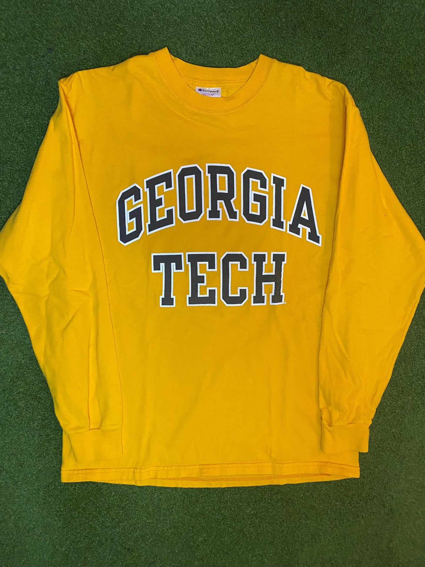 90s Georgia Tech Yellow Jacket - Vintage College Long Sleeve (Medium)