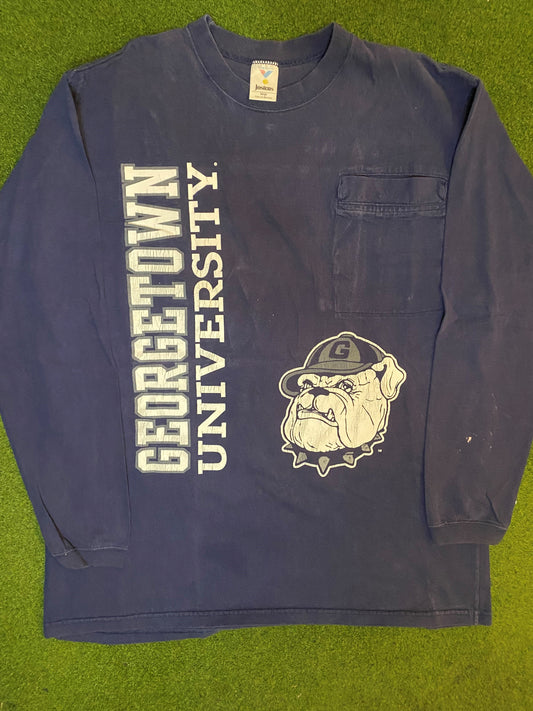 90s Georgetown Hoyas - Vintage College Long Sleeve (Large)