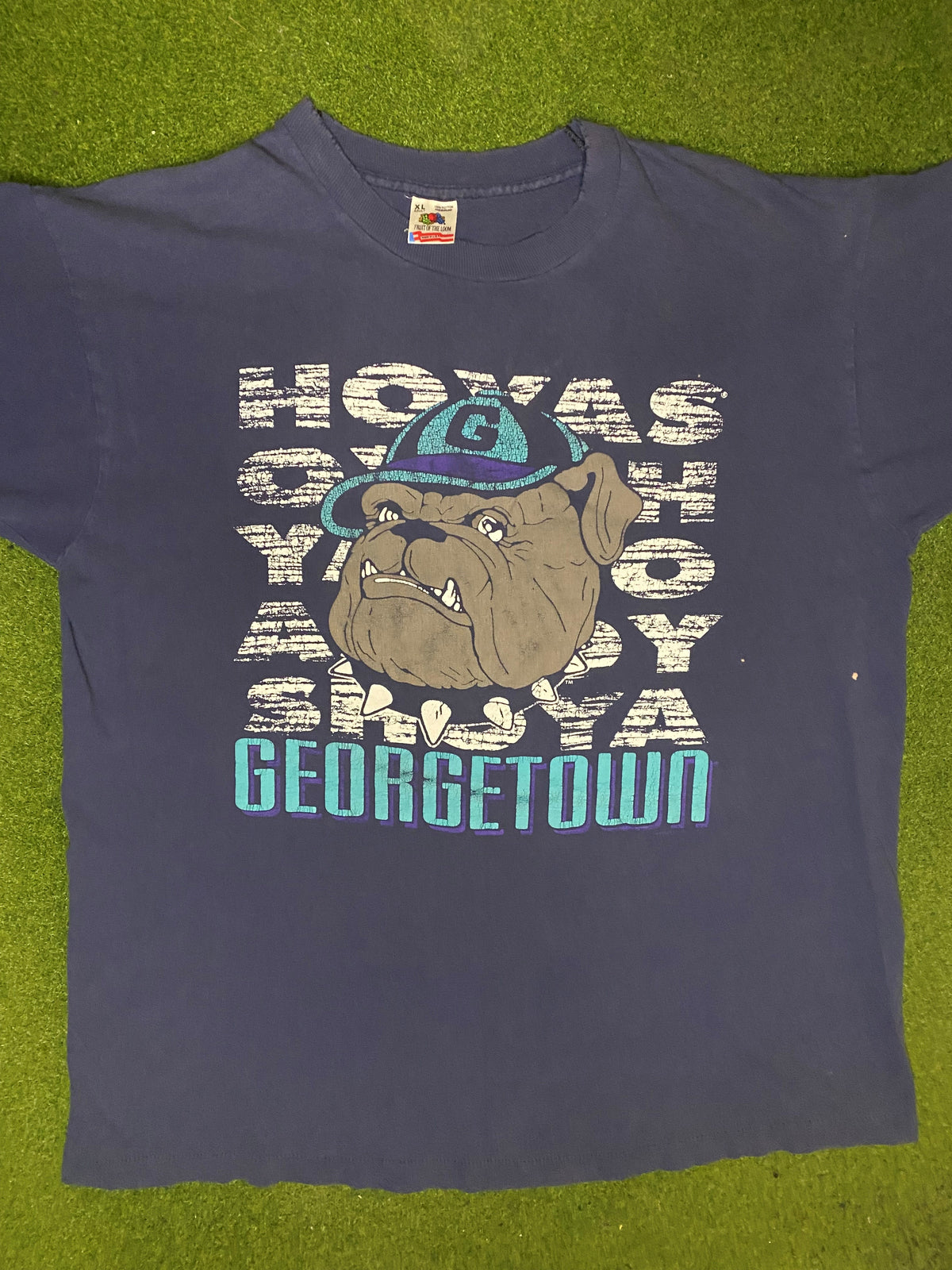 90s Georgetown Hoyas - Vintage College T Shirt (XL) - Gametime Vintage