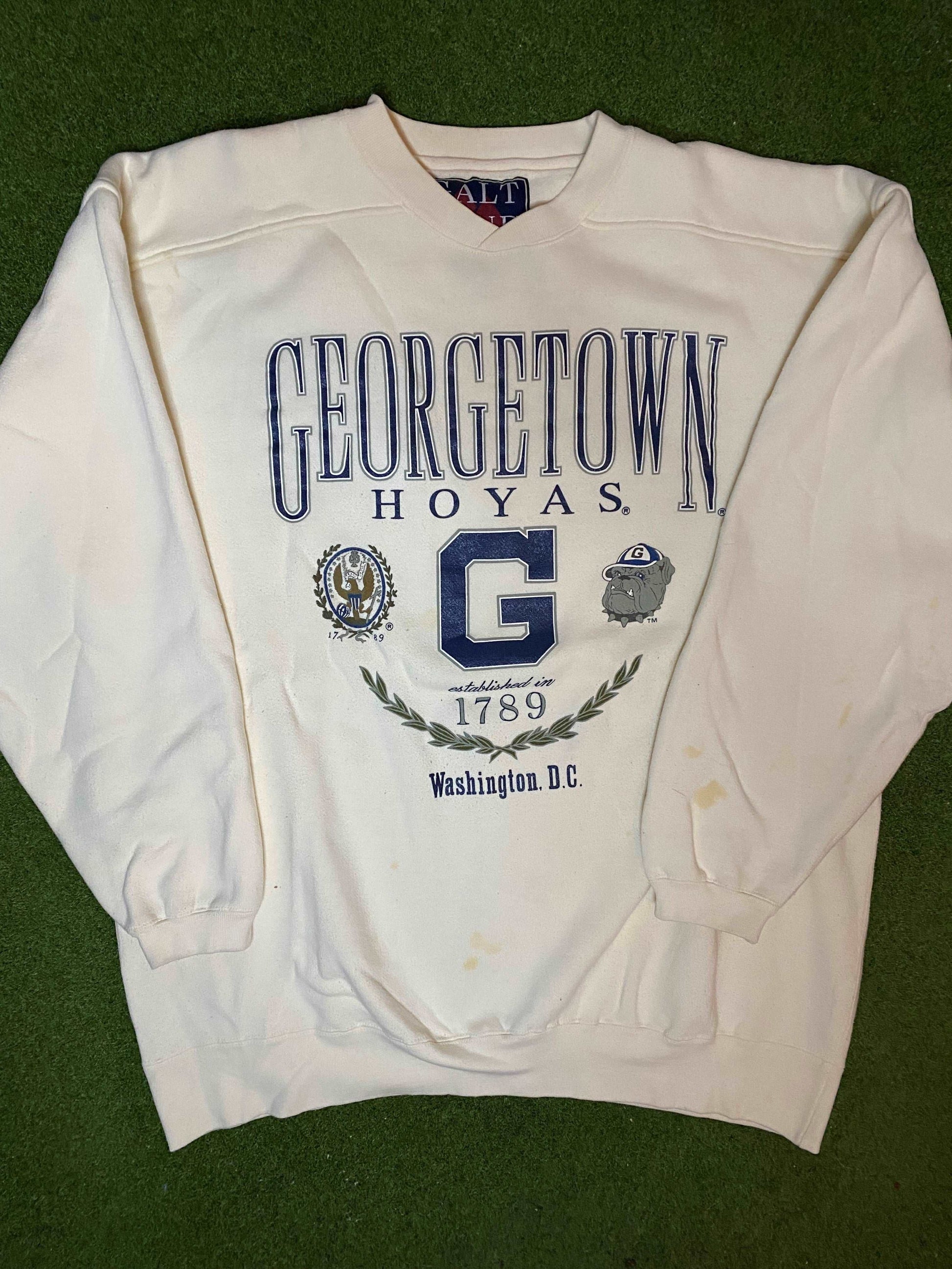 90s Georgetown Hoyas - Vintage University Crewneck Sweatshirt (XL)