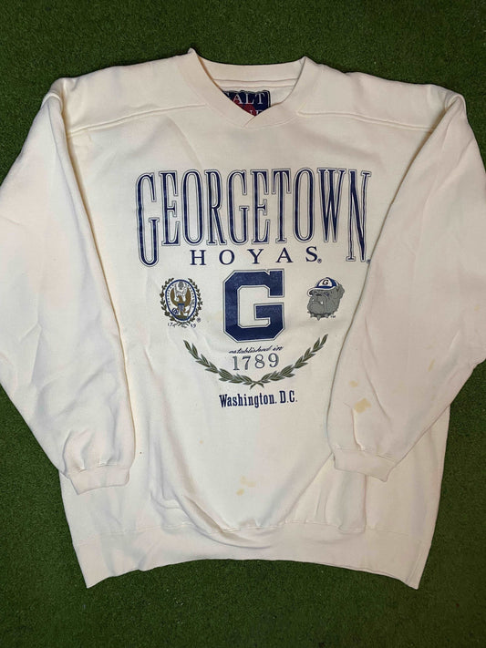 90s Georgetown Hoyas - Vintage University Crewneck Sweatshirt (XL)