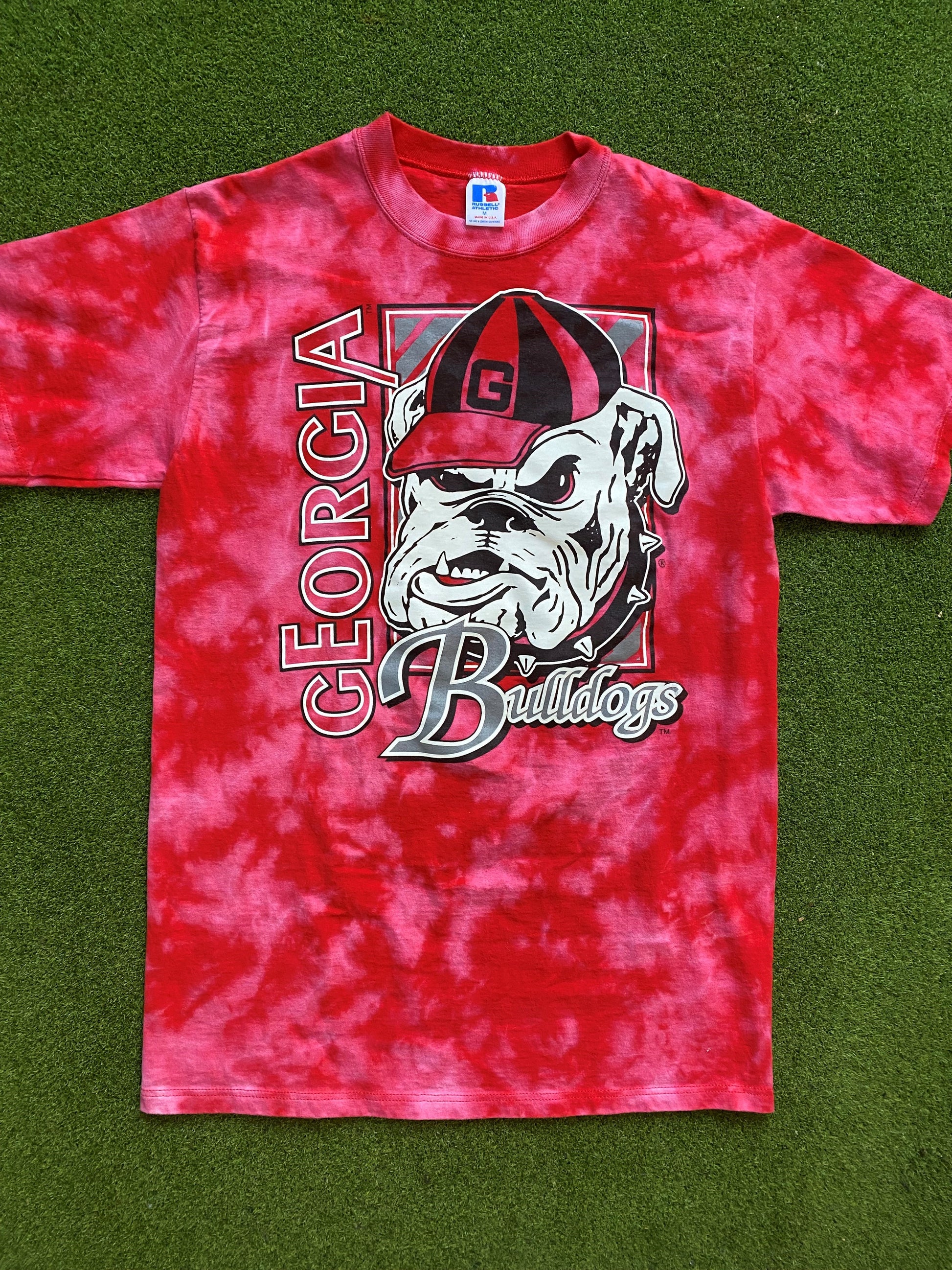 90s Georgia Bulldogs - Tie Dye - Vintage College T-Shirt (Medium)