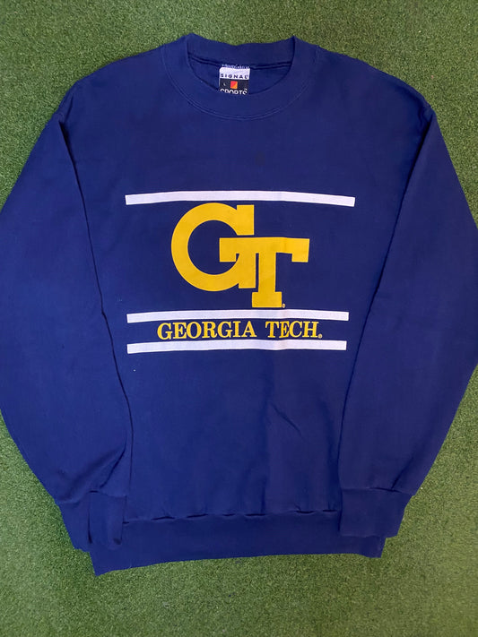 90s Georgia Tech Yellow Jackets - Vintage University Sweatshirt (Large) Gametime Vintage