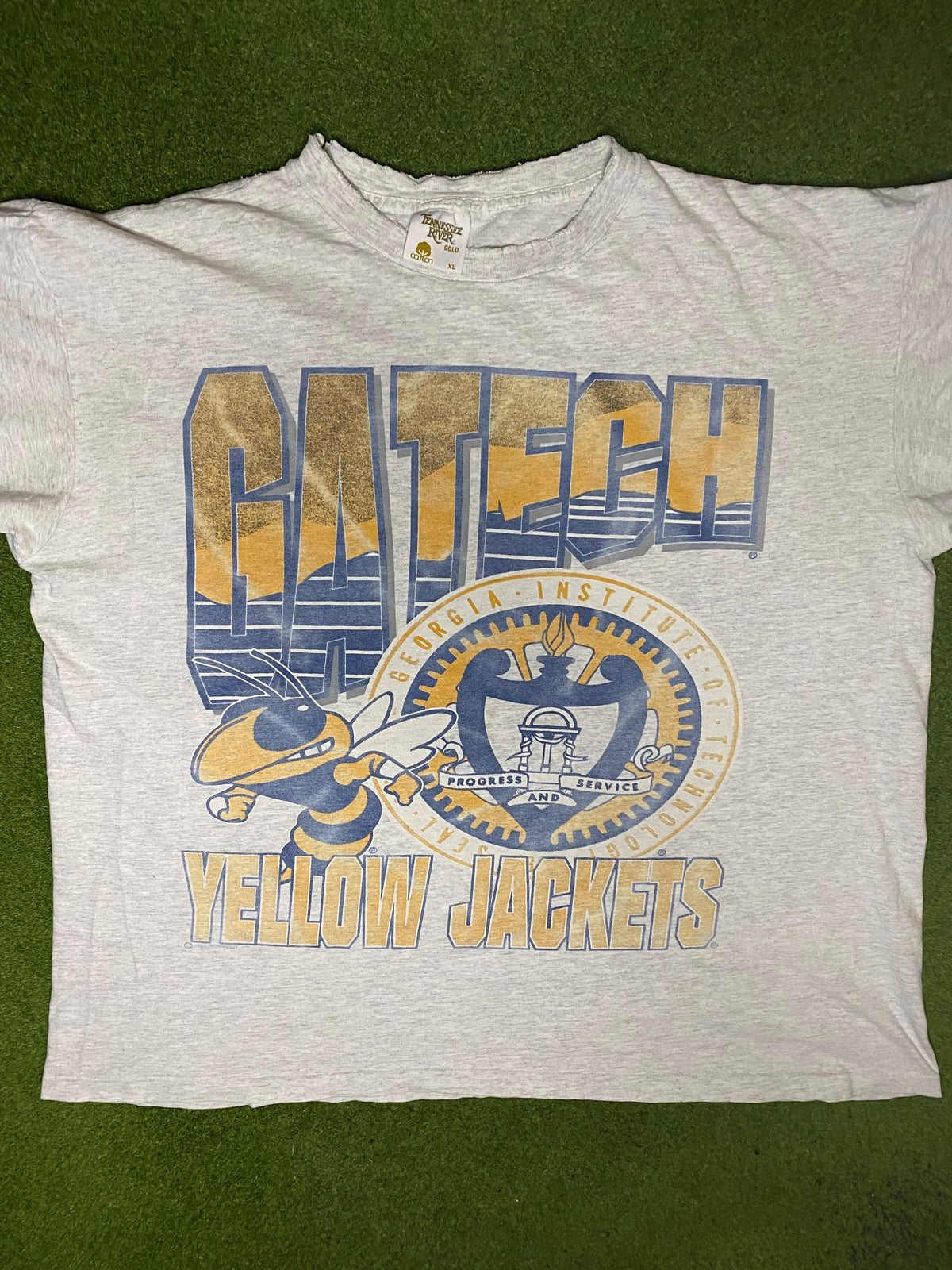 90s Georgia Tech Yellow Jackets - Vintage University T Shirt (XL) - Gametime Vintage