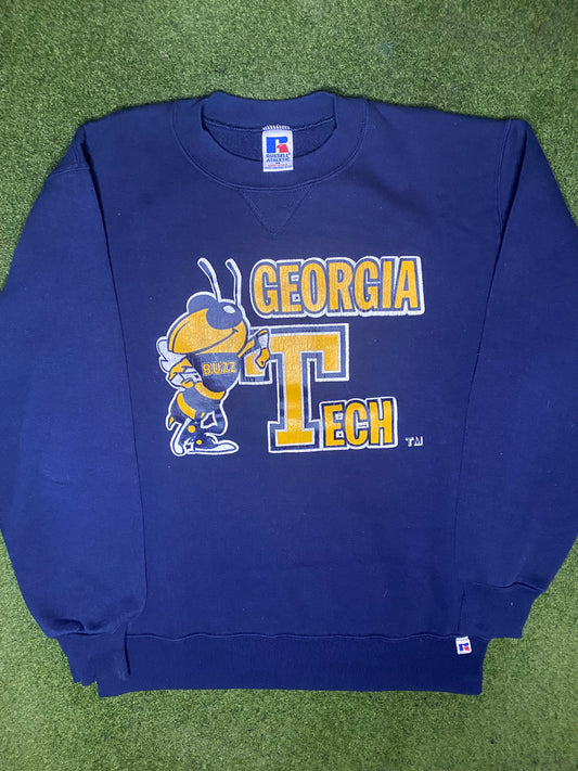 90s Georgia Tech Yellow Jackets - Vintage College Sweatshirt (Medium) - Gametime Vintage