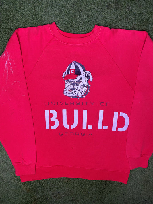 90s Georgia Bulldogs - Wrap Around Print - Vintage College Sweatshirt (Large)